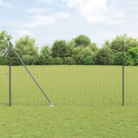 Reja con postes Gris 1.6 x 10 m Acero
