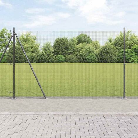 Reja con postes Gris 1.6 x 25 m Acero