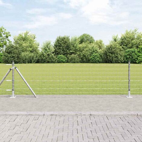 Reja con postes Plateado 0.4 x 10 m Acero