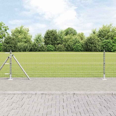 Reja con postes Plateado 0.4 x 25 m Acero