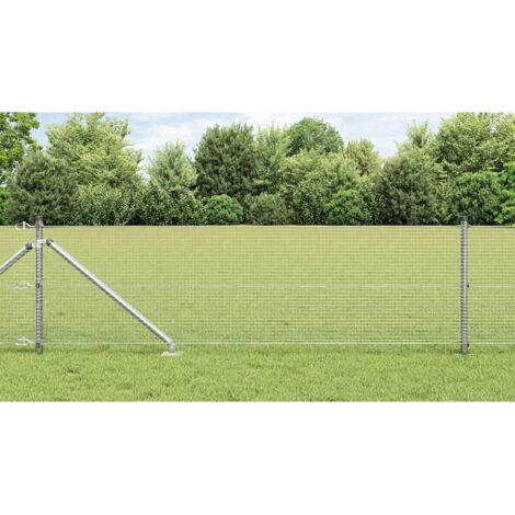 Reja con postes Plateado 0.4 x 25 m Acero