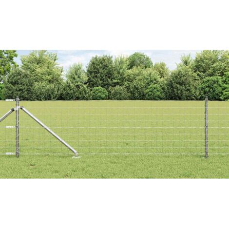 Reja con postes Plateado 0.4 x 25 m Acero