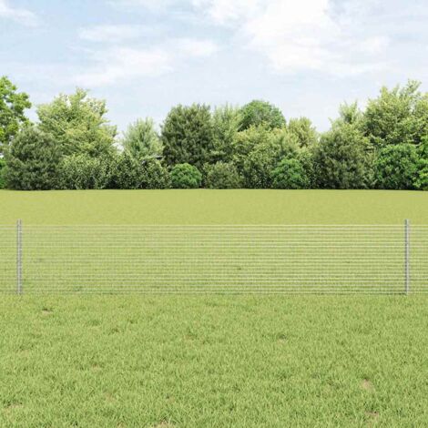 Reja con postes Plateado 0.4 x 50 m Acero