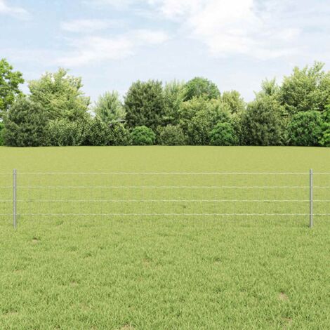 Reja con postes Plateado 0.4 x 50 m Acero