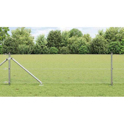 Reja con postes Plateado 0.4 x 50 m Acero