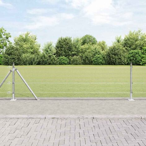 Reja con postes Plateado 0.5 x 10 m Acero
