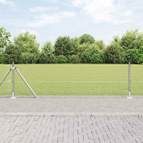 Reja con postes Plateado 0.5 x 10 m Acero
