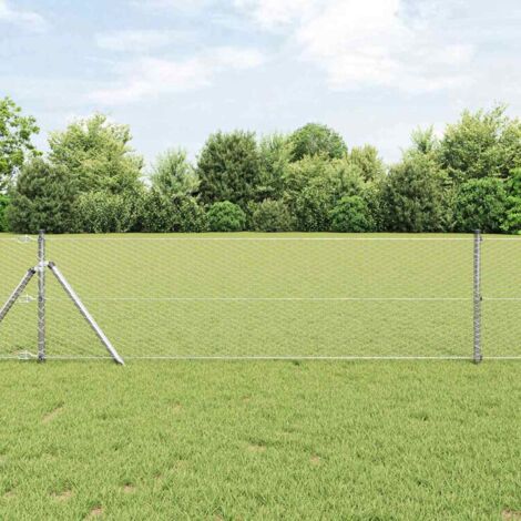 Reja con postes Plateado 0.6 x 10 m Acero recubierto de PVC