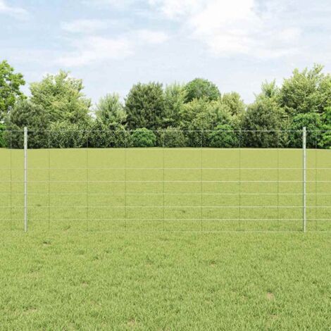 Reja con postes Plateado 0.8 x 25 m Acero