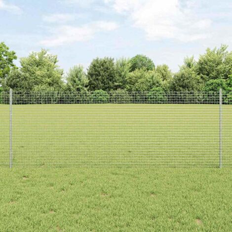 Reja con postes Plateado 0.8 x 25 m Acero