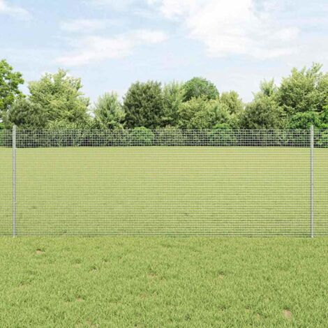 Reja con postes Plateado 0.8 x 25 m Acero