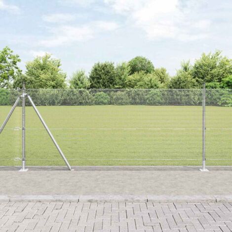 Reja con postes Plateado 0.8 x 25 m Acero