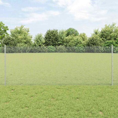 Reja con postes Plateado 0.8 x 25 m Acero
