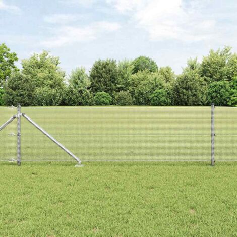 Reja con postes Plateado 0.8 x 25 m Acero