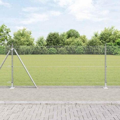 Reja con postes Plateado 1 x 10 m Acero