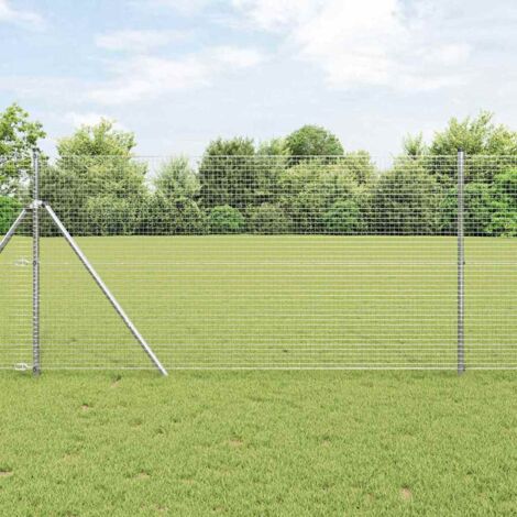 Reja con postes Plateado 1 x 25 m Acero