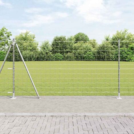 Reja con postes Plateado 1.2 x 25 m Acero