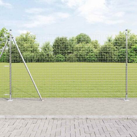 Reja con postes Plateado 1.4 x 10 m Acero