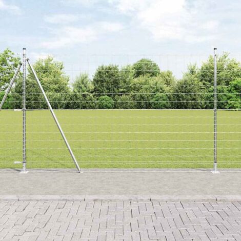 Reja con postes Plateado 1.4 x 10 m Acero