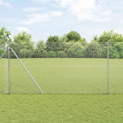 Reja con postes Plateado 1.5 x 10 m Acero