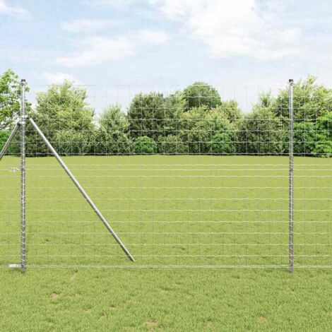 Reja con postes Plateado 1.6 x 10 m Acero