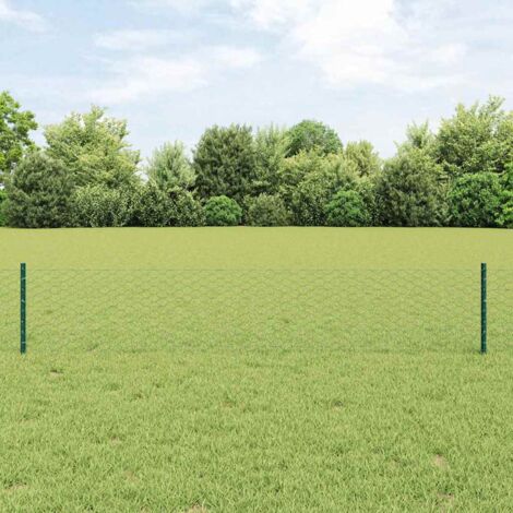 Reja con postes Verde 0.4 x 10 m Acero