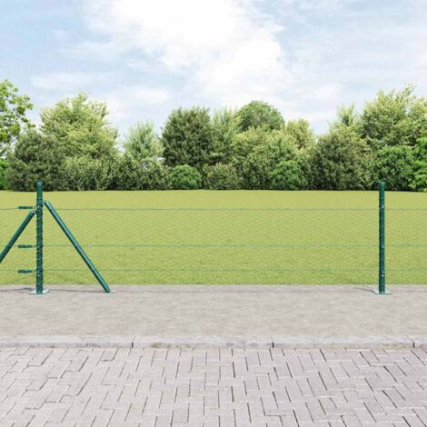 Reja con postes Verde 0.4 x 10 m Acero recubierto de PVC