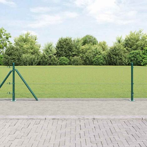 Reja con postes Verde 0.4 x 25 m Acero
