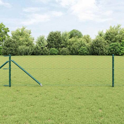 Reja con postes Verde 0.6 x 25 m Acero recubierto de PVC
