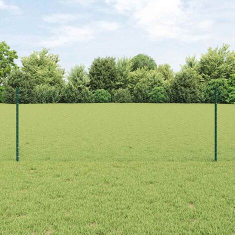 Reja con postes Verde 0.8 x 25 m Acero