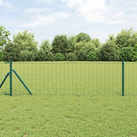 Reja con postes Verde 0.8 x 25 m Acero