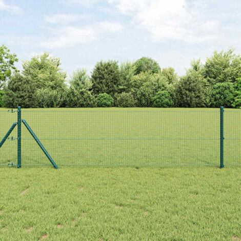 Reja con postes Verde 0.8 x 25 m Acero