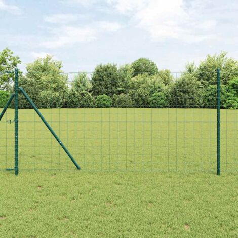 Reja con postes Verde 1 x 10 m Acero