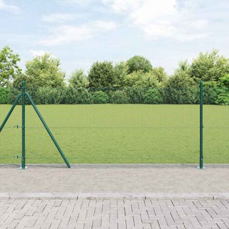 Reja con postes Verde 1 x 10 m Acero