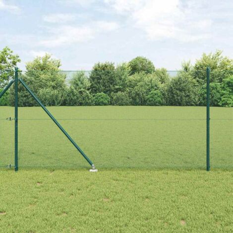 Reja con postes Verde 1 x 100 m Acero