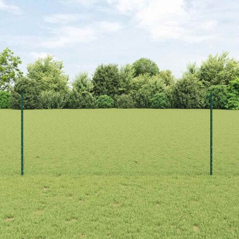 Reja con postes Verde 1 x 100 m Acero
