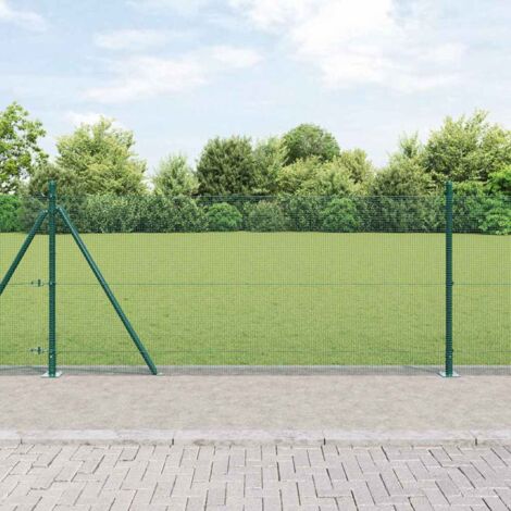 Reja con postes Verde 1 x 50 m Acero
