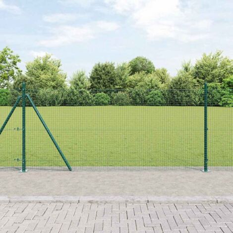 Reja con postes Verde 1 x 50 m Acero
