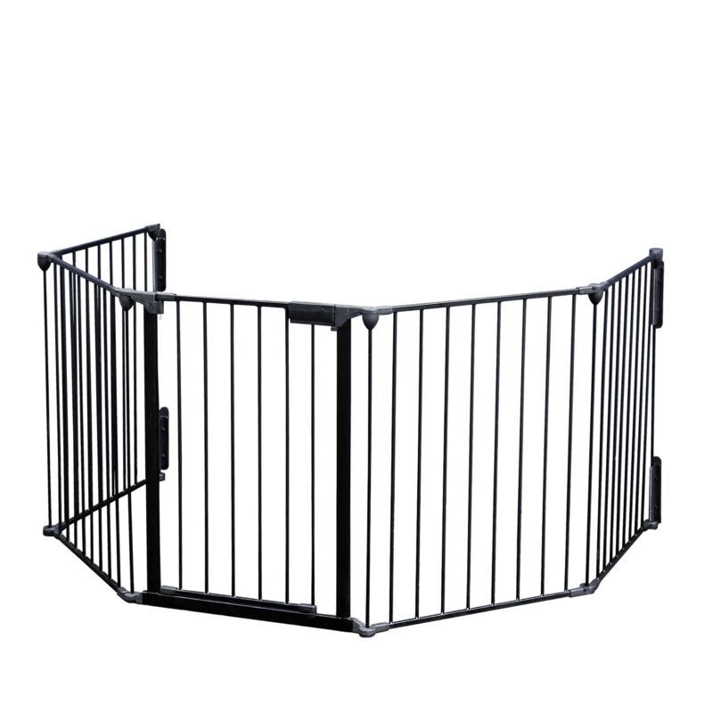 

Reja de protección para chimenea XL 300 cm Acero Puerta Soportes pared 5 Elementos Montaje flexible