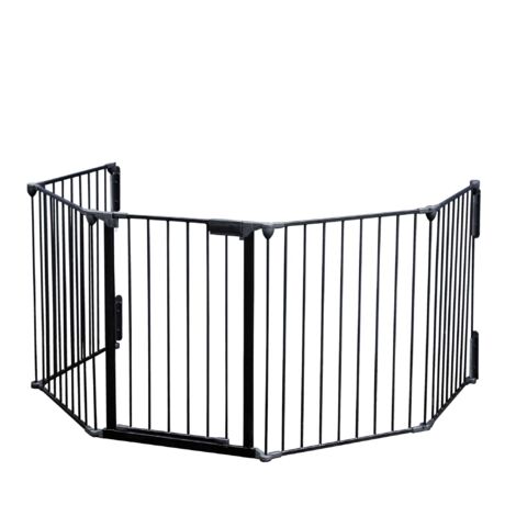 Reja de protección para chimenea XL 310 cm barrera de seguridad niños acero puerta soporte de pared