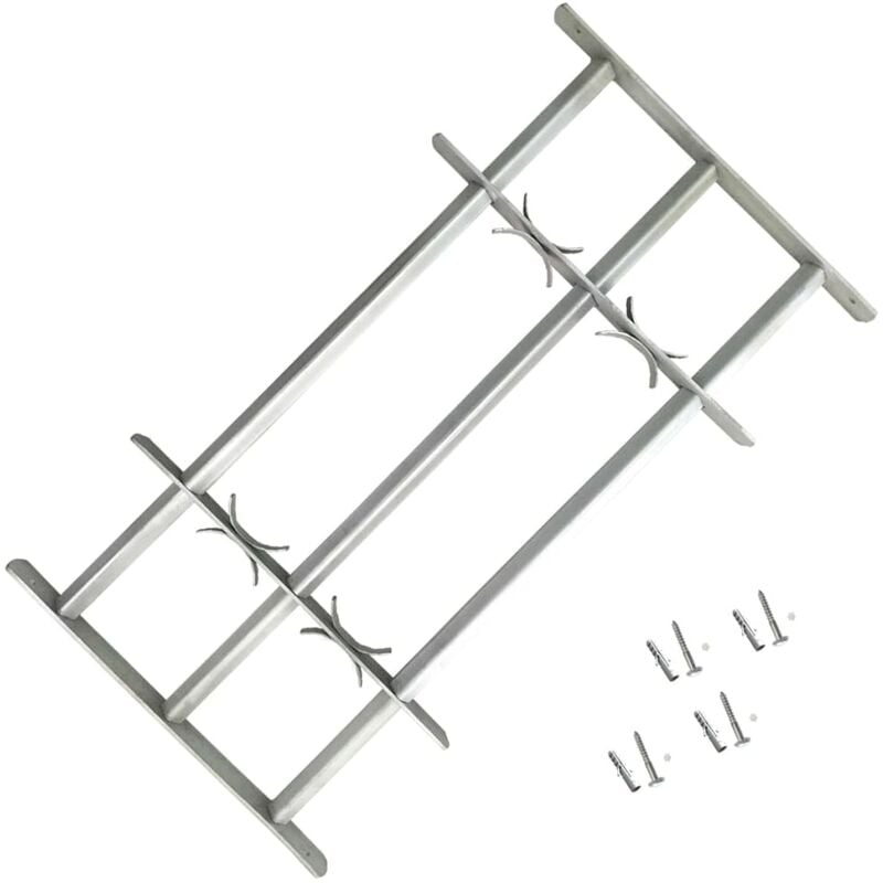 

vidaXL Reja de Seguridad Ajustable Ventana con 3 Barras 500-650 mm - Plateado