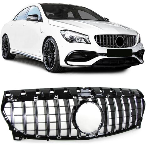 Rejilla de automóvil - Mercedes CLA C117 W117 16-19 - Parrilla deportiva - NEGRO BRILLANTE / CROMO