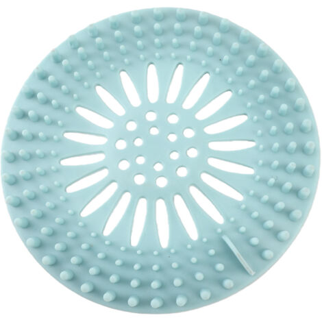 Rejilla de desagüe para ducha fabricada en material TPR – atrapacabellos para lavabos y bañeras – 13,5 cm, azul