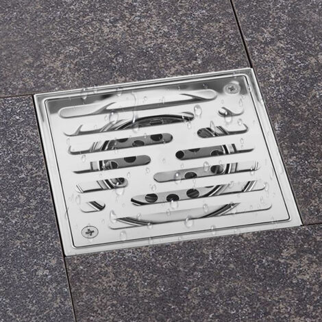 Rejilla de ducha cuadrada de acero inoxidable inodoro – Acero inoxidable 304 (110 mm x 110 mm) – Drenaje rápido del agua, con filtro