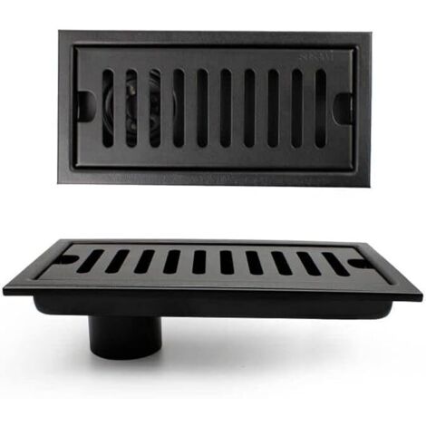 Rejilla de ducha, desagüe de ducha, desagüe de suelo negro con rejilla de acero inoxidable, apto para inodoro, baño, cocina y balcón.