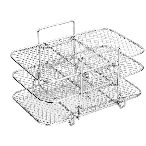 Rejilla de enfriamiento de 3 niveles para hornear, 12 x 19 cm, rejilla de alambre resistente para hornear, asar, asar a la parrilla y secar galletas. Apto para horno. Plateado (3 niveles).