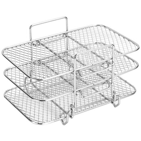 Rejilla de enfriamiento de 3 niveles para hornear, asar, cocinar a la parrilla y secar, apta para horno, color plata (3 niveles)