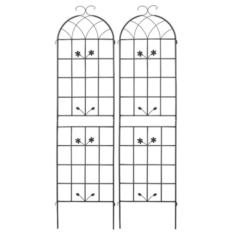 Rejilla de jardín de metal, juego de 2 piezas, para flores de interior o exterior, para plantas en maceta, plantas verdes de interior, plantas trepadoras, flores y verduras, para valla de jardín o pan