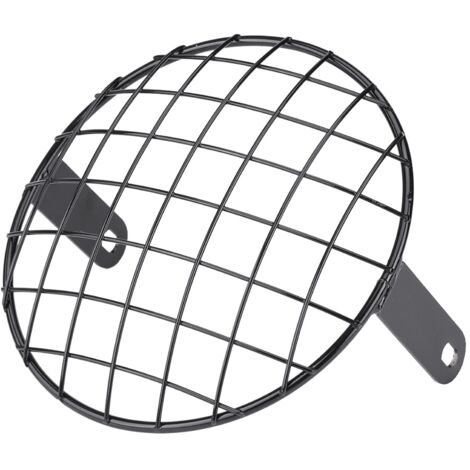 Rejilla de malla metálica para faro de motocicleta de 7 pulgadas, montaje lateral, cubierta universal para Cafe Racer (negro)