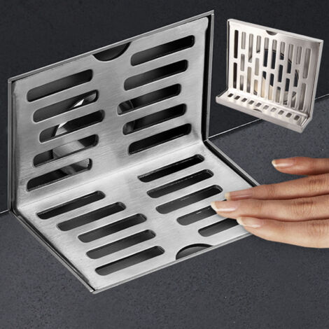 Rejilla de suelo en forma de L con desagüe lateral, fabricada en acero inoxidable 304, de 5 pulgadas, para tubería de 110 mm (cocina, baño, balcón).